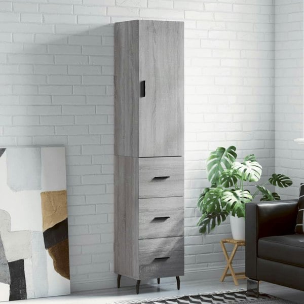 Berkfield Highboard Grey Sonoma 34.5x34x180 cm Engineered Wood