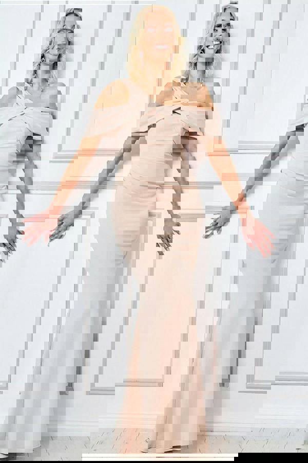 One Shoulder Knot Maxi - Beige DR3368