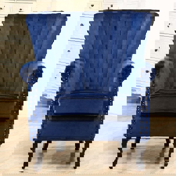 Blue Velvet Wingback Chair Upholstered Armchair Wingback Chairs Living and Home