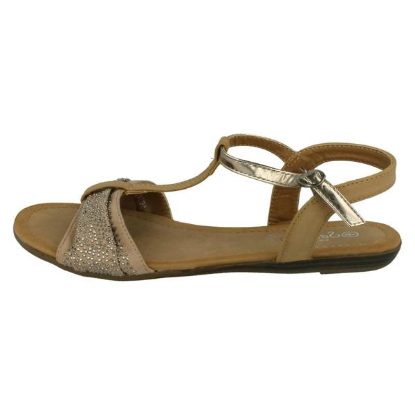 Savannah Ladies Savannah T-Bar Beaded Bow Vamp Sandals