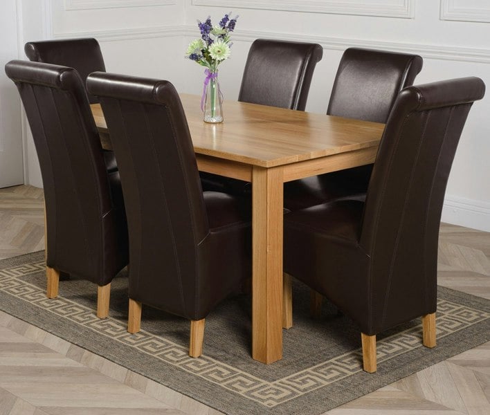 That's Furniture Oslo 150 x 90cm Medium Oak Dining Set with Montana Leather Chairs