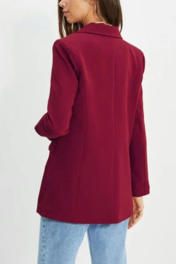 WOVCOR Oversize Lined Buttoned Woven Blazer Jacket