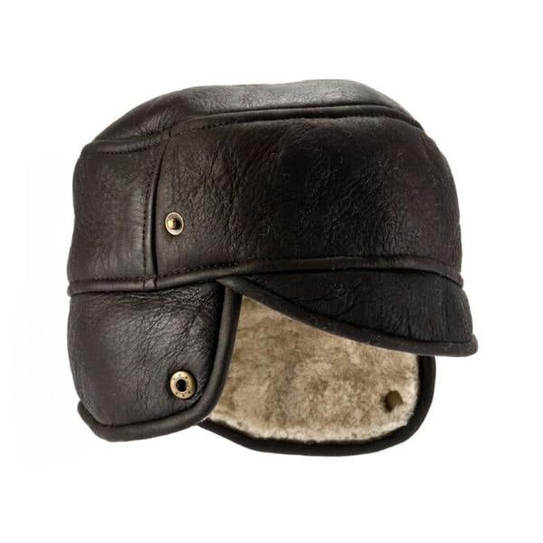 Eastern Counties Leather Mens Caxton Sheepskin Aviator Trapper Hat - Dark Brown Forest