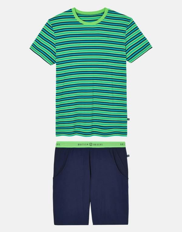 British Boxers Men's Bamboo Short Pyjama Set - Electric Lime