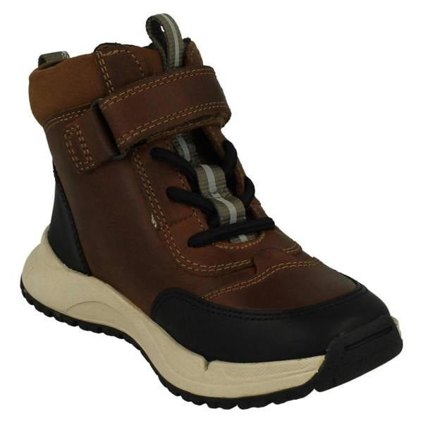 Clarks Boys Clarks Leather Ankle Boots With Bootstrap Cub Seek K
