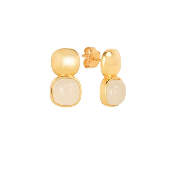 Lila Rasa Glossy Gold & Sparkling White Crystal Stud