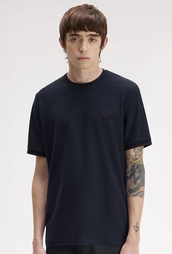 Fred Perry Trim Detail Crepe Pique T-Shirt