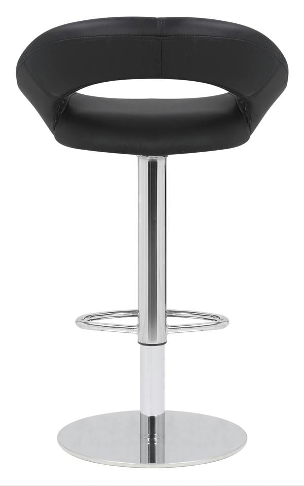Lamboro Deluxe Sorrento Real Leather Kitchen & Breakasft Bar Stool,  Adjustable Swivel Gas Lift, Black
