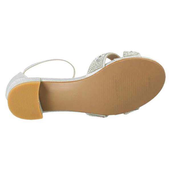 Spot On Girls Spot On Small Heeled Ankle Strap Glitter Sandals H1122