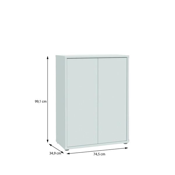 Furniture To Go Alice Springs Shoe Cabinet with 2 Doors Push-to-Open in Light Grey