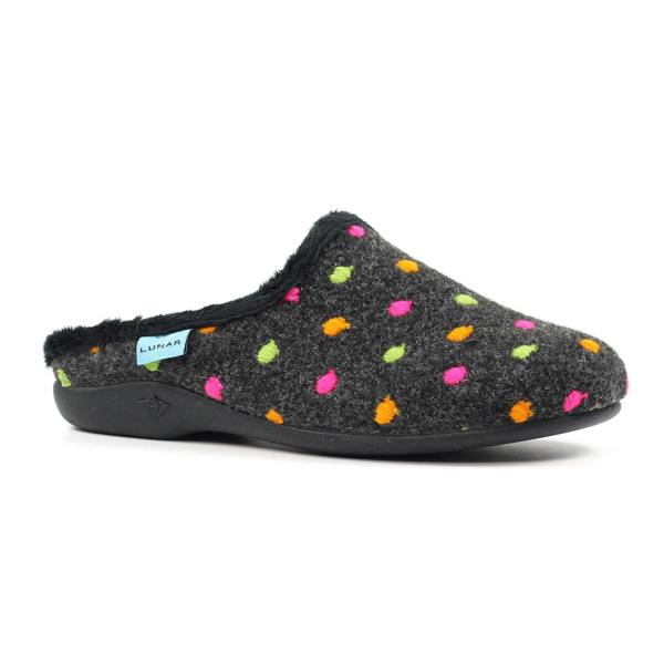 Lunar Womens/Ladies Peanut Mule Slippers - Black