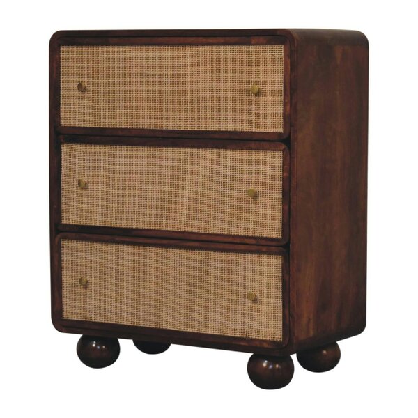 Artisan Furniture Solid Wood Chestnut Woven Chest, 3 Drawers, Brown