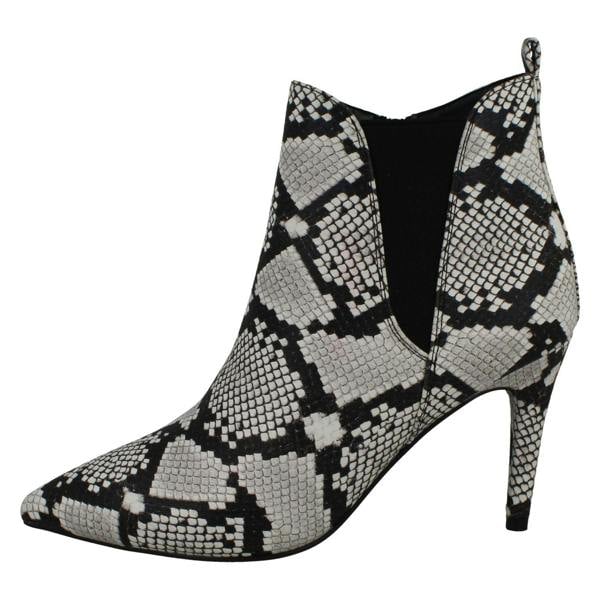 Spot On Ladies Spot On Snake Print Ankle Boots F50990