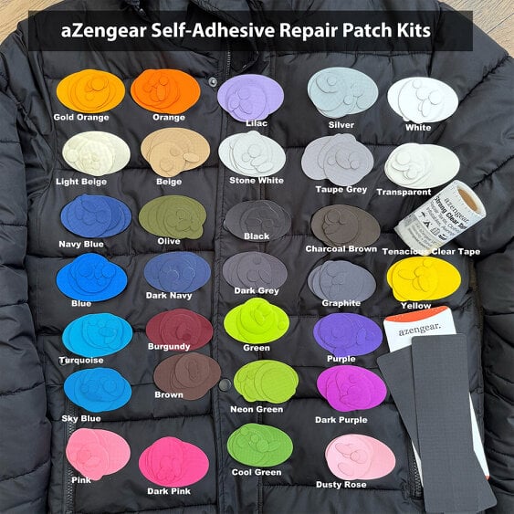 aZengear Self-Adhesive, Waterproof Polyester Jacket Repair Patches (2 Pack)