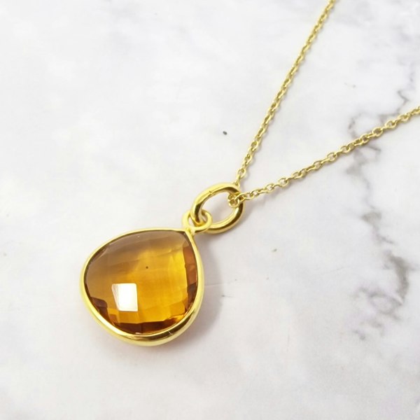 18ct Gold Plated Citrine November Birthstone Necklace