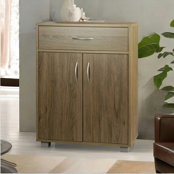 Rafaelo Mobilia Wooden Storage Cabinet Organiser With Drawer Grey Oak
