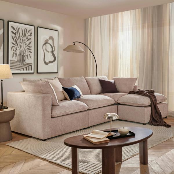 The Great Sofa Company Sloane Modular Chaise Sofa, Pearl