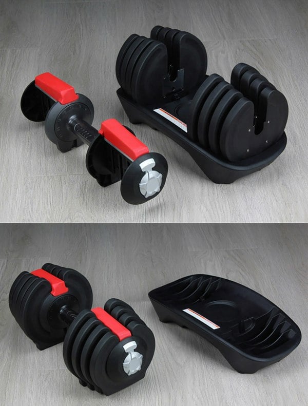 Strongology ELEMENT18 Black and Red Home Fitness Smart Adjustable Dumbbell from 1.5kg up to 18kg Training Weights Pair