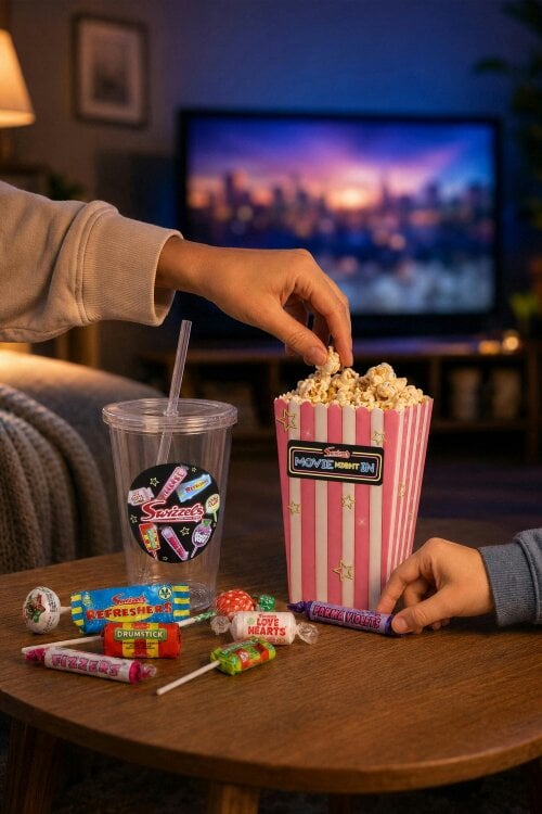 Kimm and Miller Swizzels 'Movie Night In' Popcorn and Sweets Gift Set