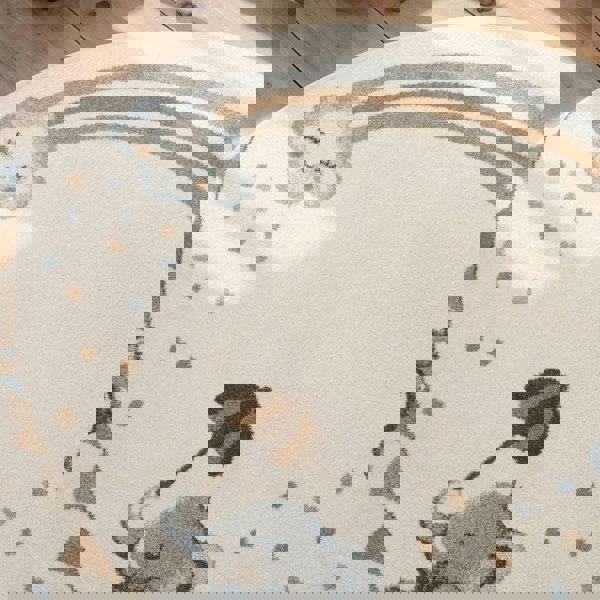 Kids Round Walk like an Elephant Rainbow Rug, Easy to clean | THE RUGS