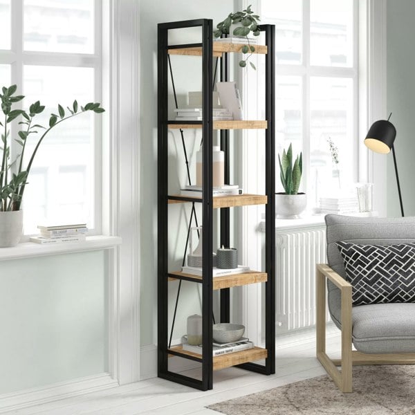IH Design Herica Industrial Mintis Narrow Open Bookcase