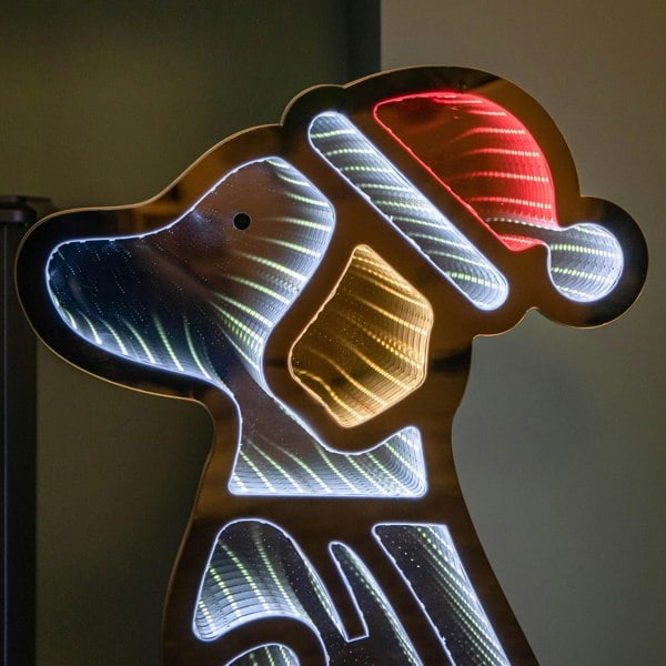 Samuel Alexander 60cm Light up Sitting Dog in Santa Hat Infinity Christmas Decoration with LEDs
