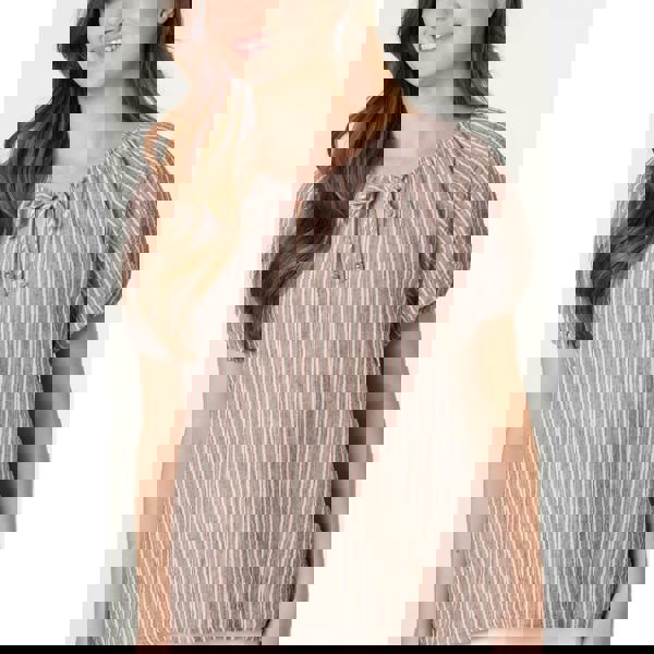 Blue Vanilla Tie Front Stripe Blouse