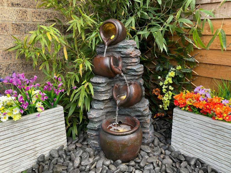 Tranquillity Water Features Mini 4 Pots on Stone Traditional Water Feature