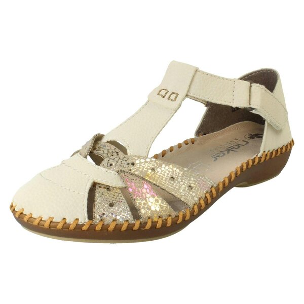 Rieker Ladies Rieker T-Bar Cut Out Detailed Antistress Shoes M1655 - Beige (62) - Standard