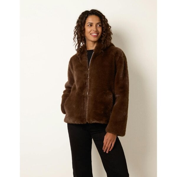 Blue Vanilla Faux Fur Hooded Jacket