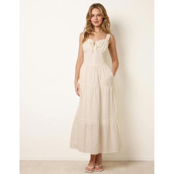 Blue Vanilla Broderie Button Down Maxi Dress