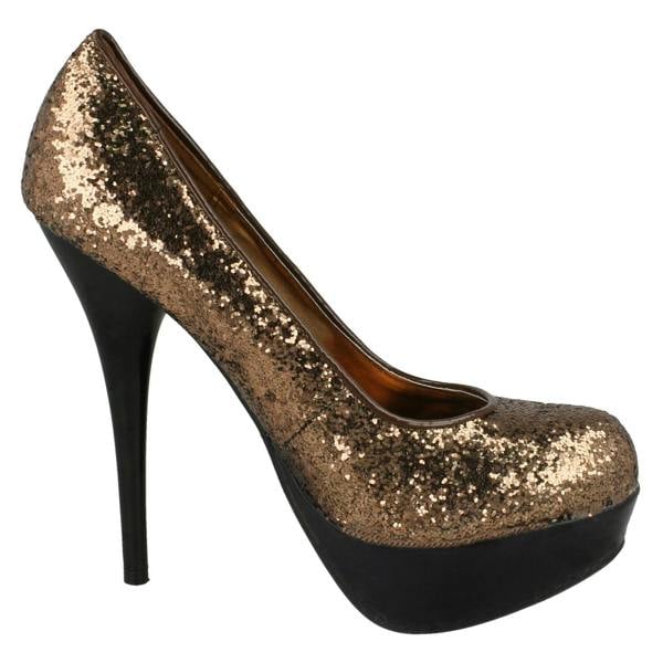 Spot On Ladies Spot On Sparkly Party Heels