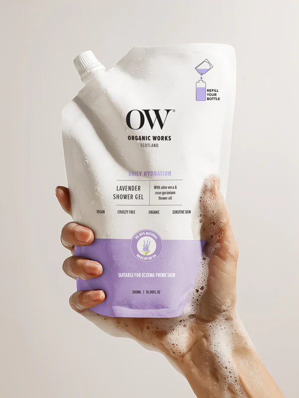 Organic Works Lavender Relax & Replenish Shower Gel - 500ml