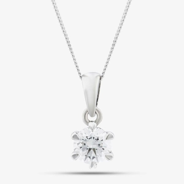 T. H. Baker Platinum Certified 0.40ct Brilliant Cut Diamond Pendant Necklace 6 CLAW PLAT PDT MO - 40PT