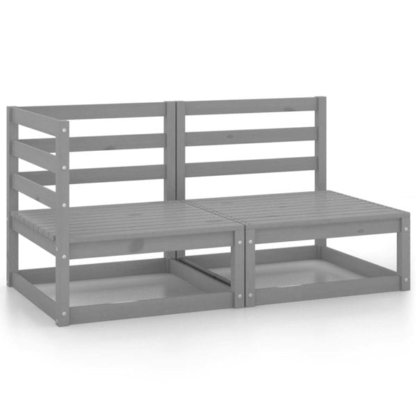 Berkfield 2 Piece Garden Lounge Set Grey Solid Pinewood