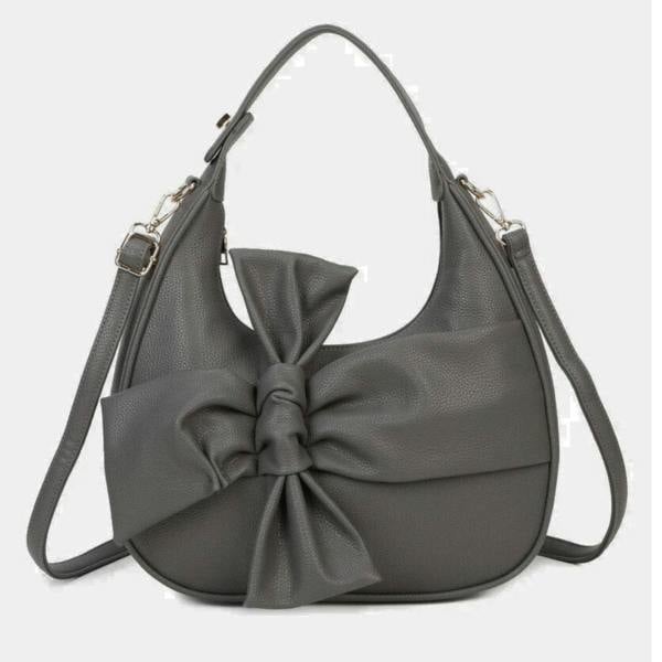 Love EMVY Bow Moon Crescent Faux Leather Top-Handle Shoulder  Bag