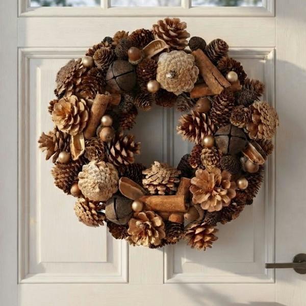 Garden Greatness Natural Pinecone Cinnamon Door Wreath