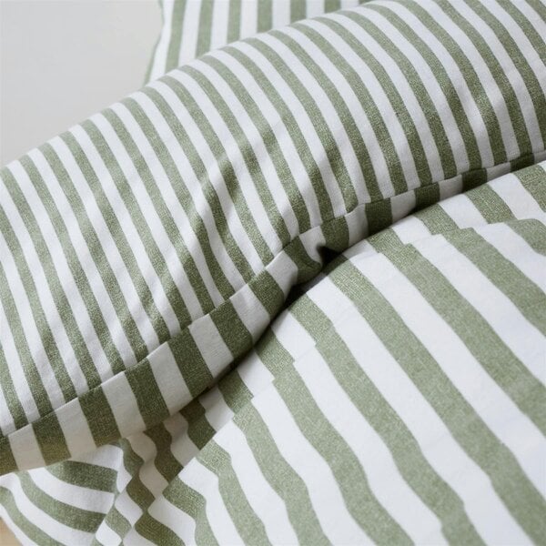 HomeSpace Direct Brushed Stripe Green Duvet Cover Set