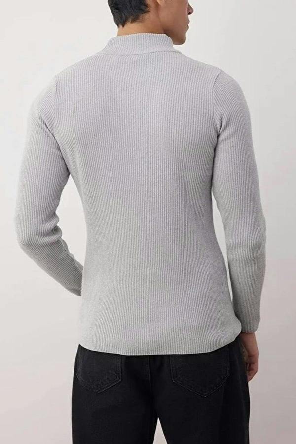 WOVCOR Half Turtleneck Ribbed Knit Men's Sweater