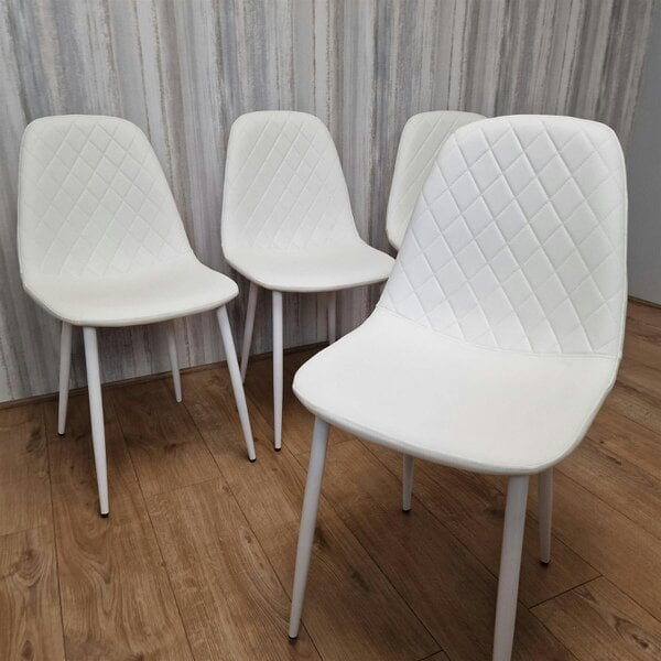 Kosy Koala Modern Grey Dining Table Set With 4 White Faux Leather Chairs kitchen Dining Furniture Set