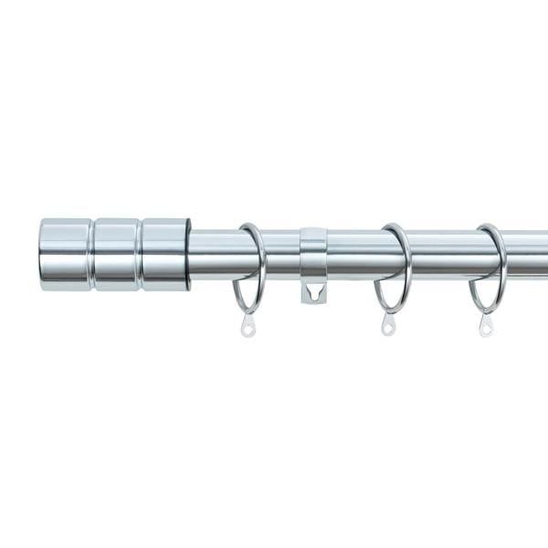 A.Unique Home Plain Barrel Metal Extendable Curtain Pole with Rings and Fittings, In a Variety of Colours and Sizes (25/28mm)