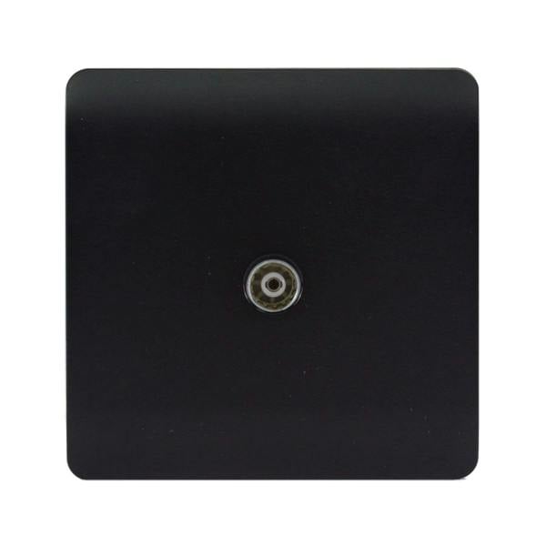 Trendi Switch 1 Gang Female Co-Axial Television Socket in Matt Black
