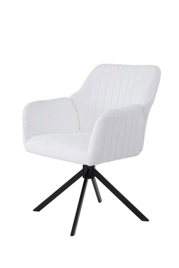 Living and Home White Upholstered Leisure Swivel Chair with Metal Legs