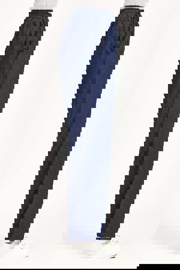 Mudflower Linen Blend Blanket Stitch Wide Leg Trousers