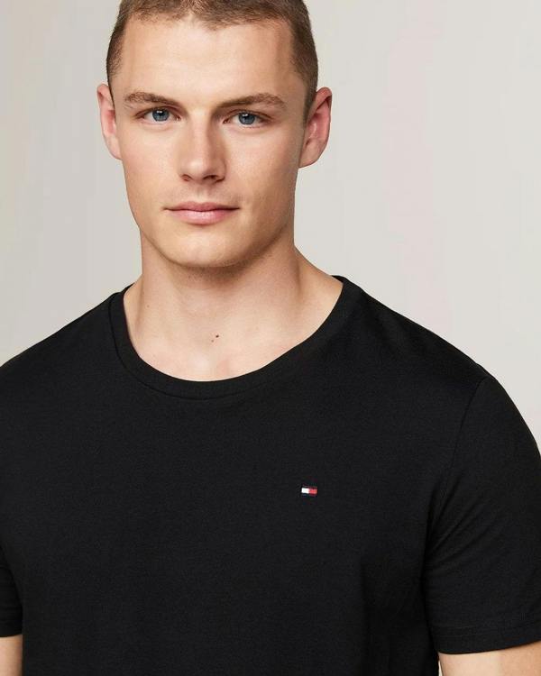 Tommy Hilfiger 3 Pack Mens T-Shirts - Black/Black/Black - CHO - Designer Mens Short Sleeve T-Shirts & Tops
