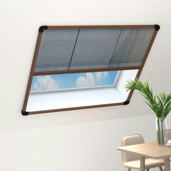 Berkfield Plisse Insect Screen for Windows Aluminium Brown 120x120 cm
