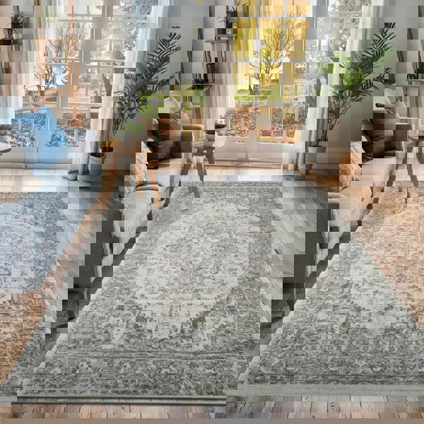 Livabliss Chester-Vintage Grey White Traditional Boho Rug