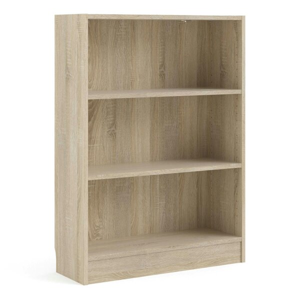 Wyld Haus Amberfern Natural Oak Wood Low Wide Bookcase 2 Shelves