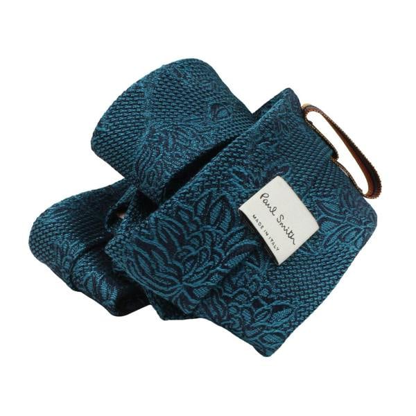 Paul Smith narrow silk tie in a monochrome floral jacquard pattern
