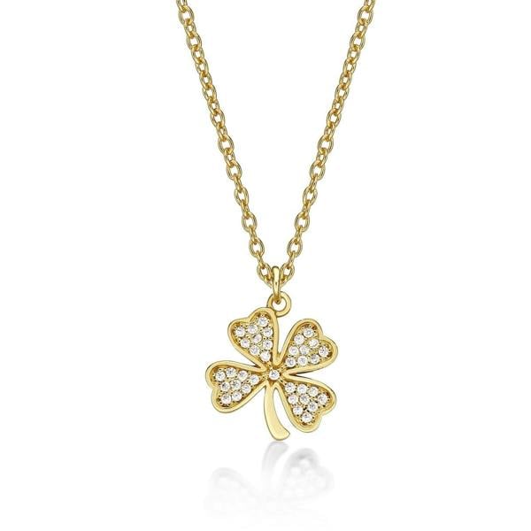 namana Gold Plated 925 Sterling Silver 4 Leaf Clover Pendant Necklace for Women